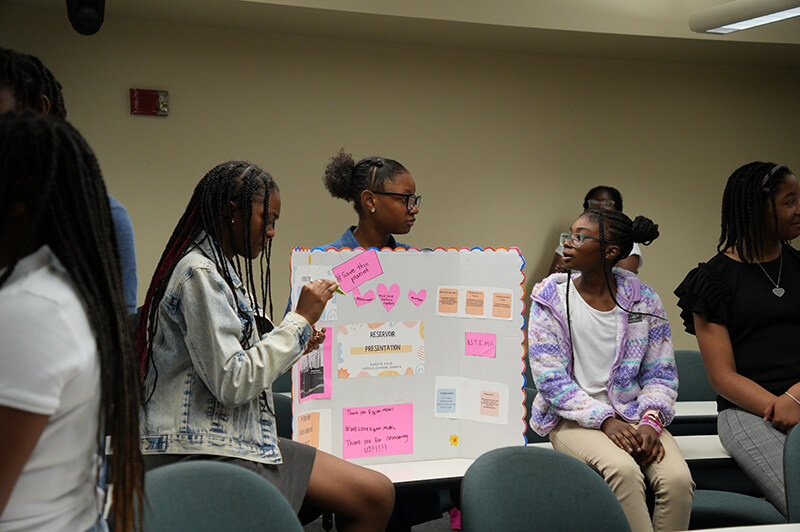 Students presenting their posters